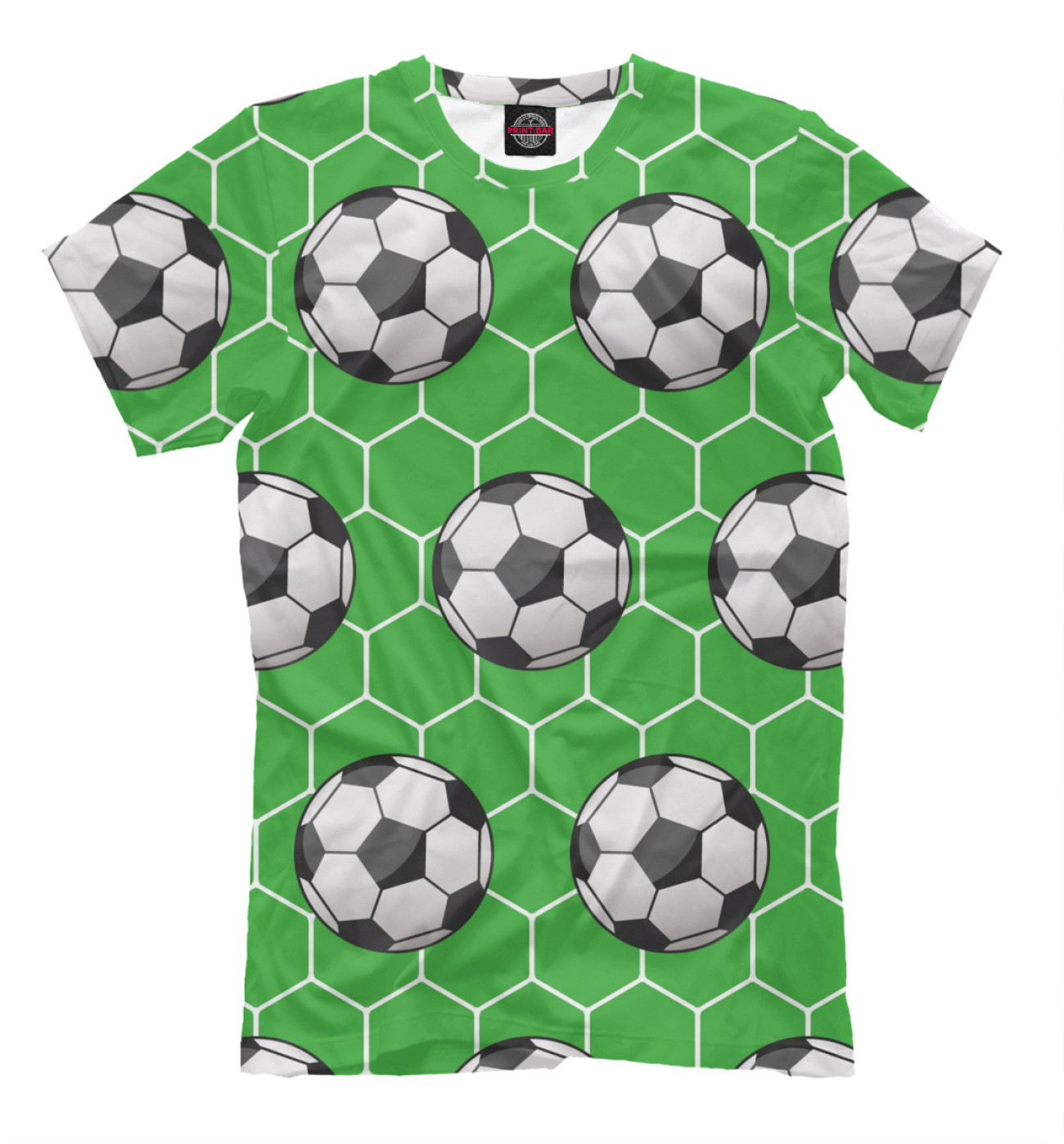 Мужская Футболка Футбольные мячи на зеленом фоне, артикул: FTO-419156-fut-2