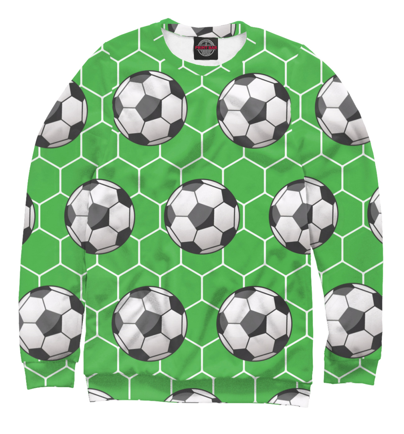 Мужской Свитшот Футбольные мячи на зеленом фоне, артикул: FTO-419156-swi-2